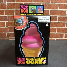 NEE DOH Nice Cream Cone Squishy Toy PINK New NEEDOH Ice Swirl Fidget Tiktok