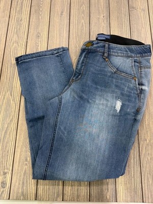 Democracy Womens 16W Ab-Solution Blue Denim Jeans Distressed Stretch Mid-Rise