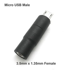 3.5mm x 1.35mm Female To Micro USB 5 Pin Male DC Power Converter Charger Adapter