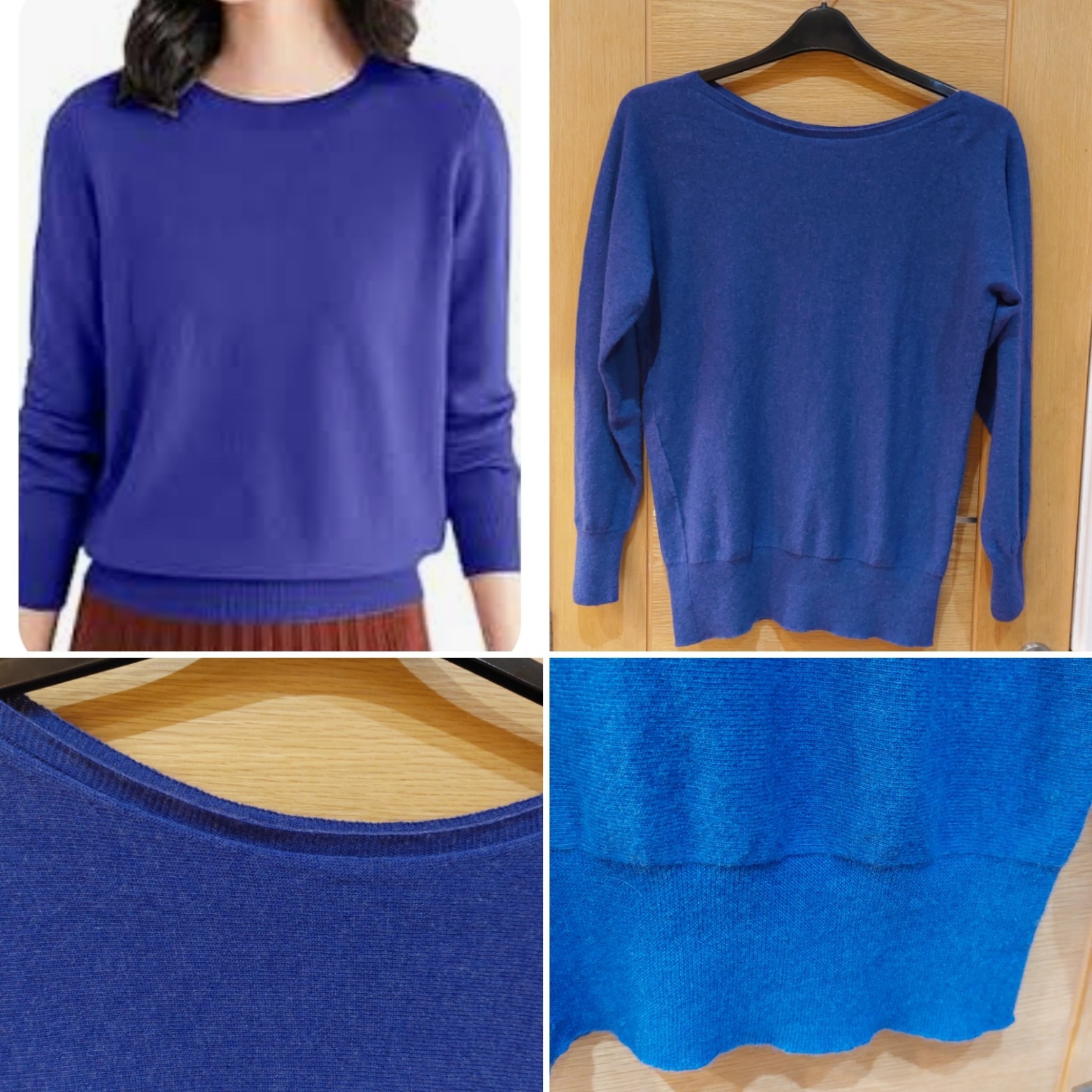 Celtic&Co Supersoft Slash Neck Jumper Indigo Blue Pure Geelong Wool S RRP £135