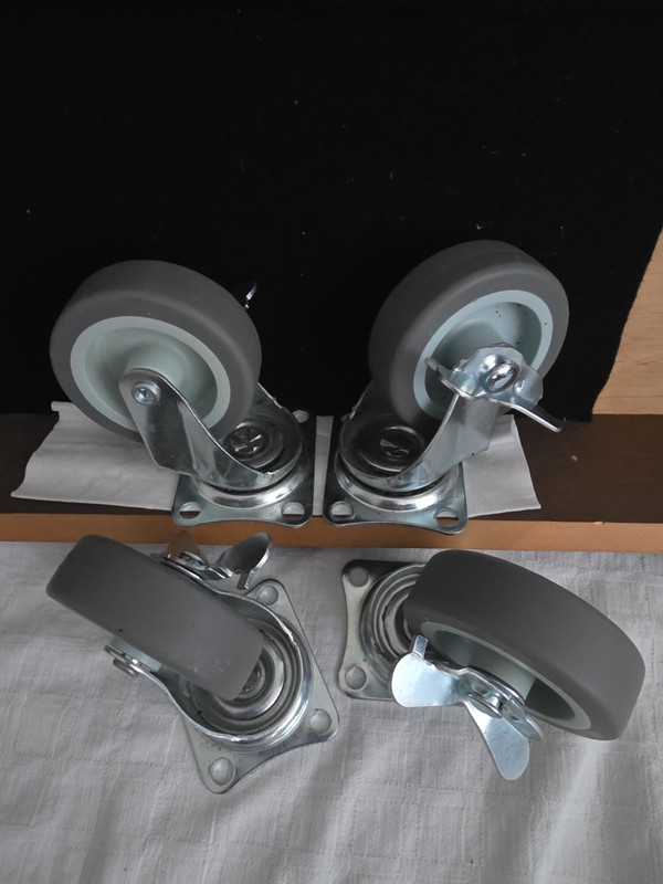 * NEW* 4" QUIET Steel SWIVEL CASTER WHEELS-STEEL Bearings & LOCKING MECH. On Ea.