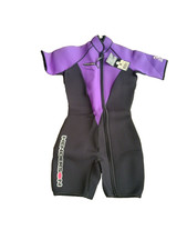 NWT Henderson Women's 8 Purple Black front zip Shorty Wetsuit 26" waist 3MM