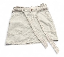 Free People Paperbag Denim Mini Skirt, White Washed, Size 6