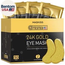 24K Gold under Eye Patches (50 Pairs), Eye Mask, Collagen Skin Care Products, Ey