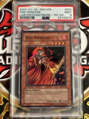 YuGiOh FIRE PRINCESS #LON-034 🔥PSA 9 MINT🔥1st EDITION-2003 SUPER