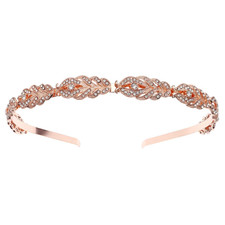 Rhinestone Headband Flower Design Crystal Wedding Bridal Bridesmaids Rose gold