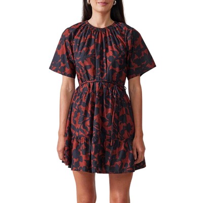 Apiece Apart saara tiered mini dress DEEP BOTANIC
