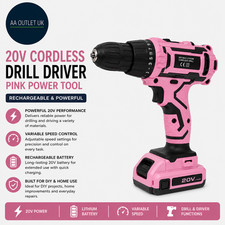 20V Cordless Drill Driver Pink Rechargeable Power Tool Kit Battery Charger
