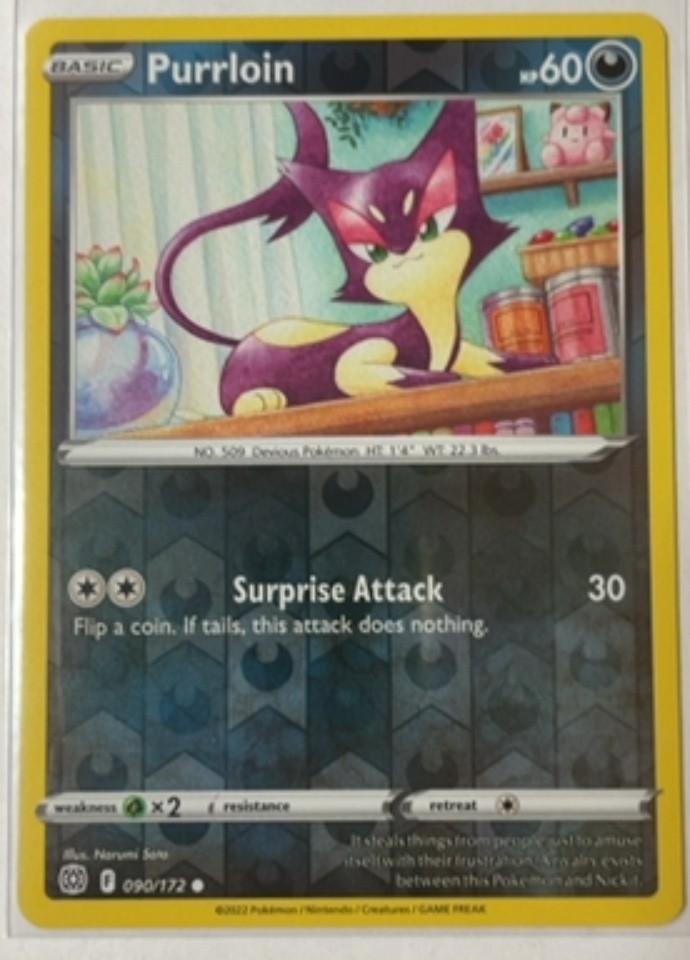 Purrloin Reverse Holo Sword & Shield Brilliant Stars 90/172