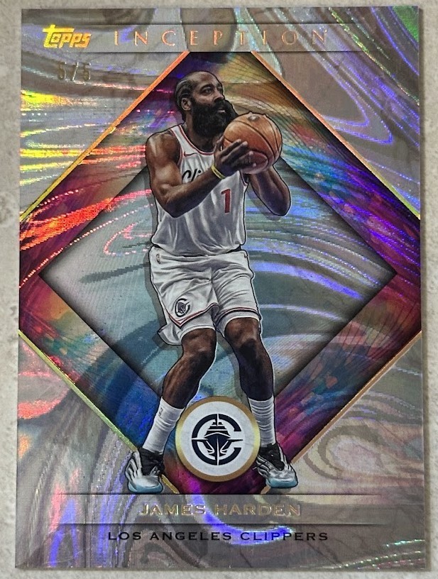 JAMES HARDEN # 5/5 !!! 2025-26 Topps Inception Sky Blue Parallel SSP Clippers 43