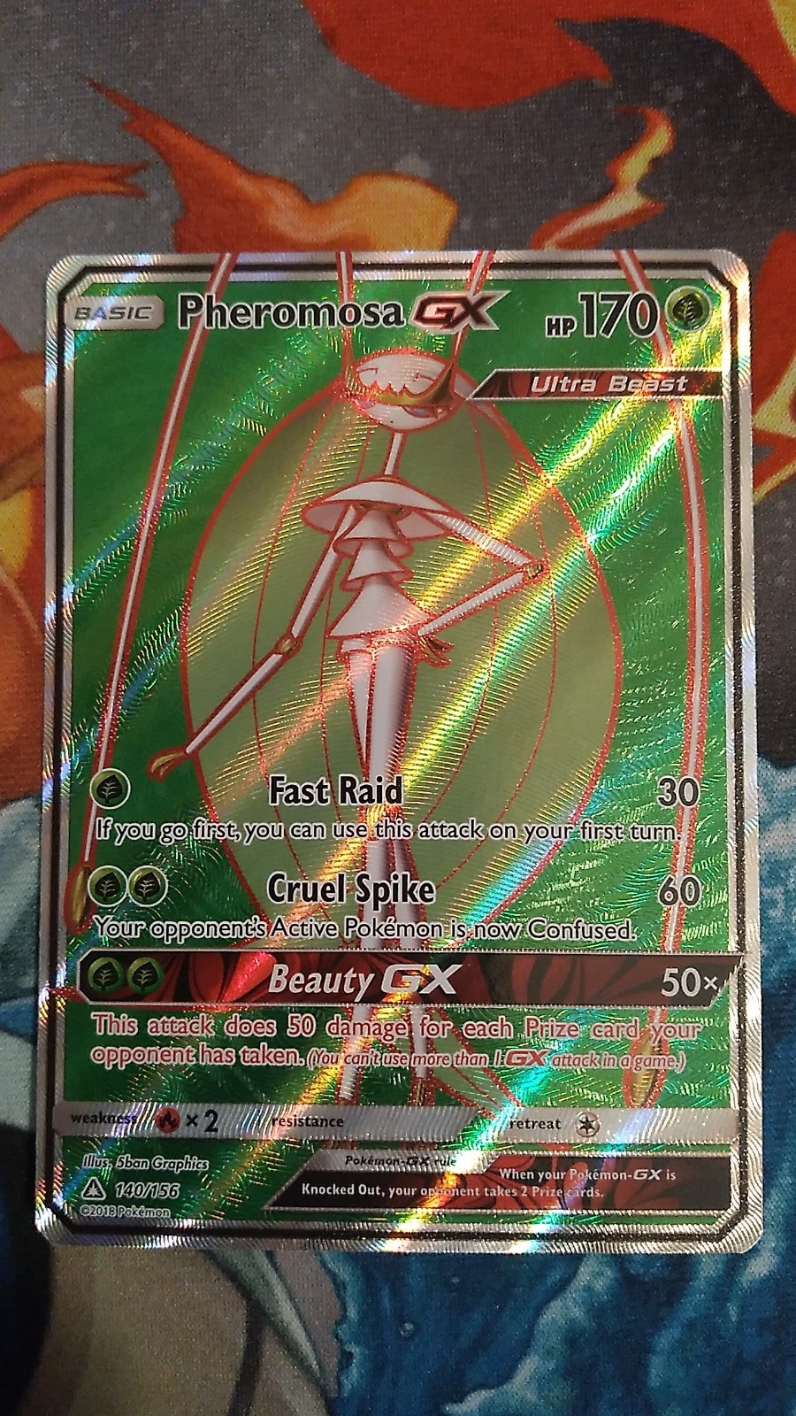 Pokemon TCG Sun & Moon Ultra Prism Pheromosa GX Ultra Beast Full Art 140/156 NM