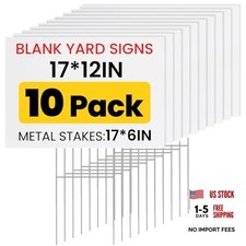 Yard Signs with Metal Stakes, Custom Yard 17 x 12 Inches, Corrugated 10 Pack