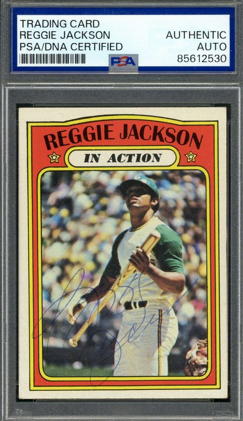 Reggie Jackson PSA DNA  Vintage Signed 1972 Topps In Action Autograph
