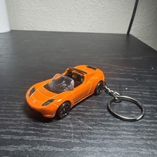 2008 Tesla Roadster Orange Keychain 1:64 Diecast Hot Wheels Matchbox Gift