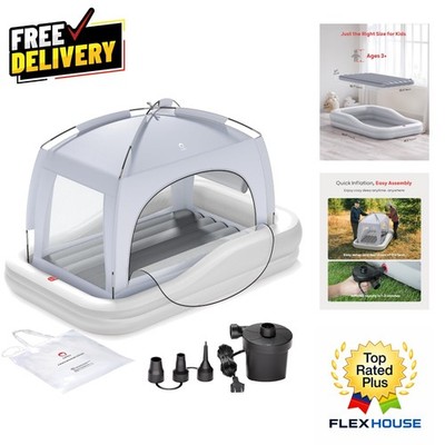 Kids Inflatable Air Mattress with Mosquito Netting   Travel-Friendly Comfort
