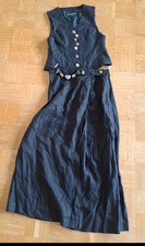 Berwin & Wolff Anzug 100%Leinen MidiRock + Weste Schwarz Große. M