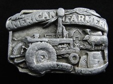 RF09147 VINTAGE 1983  THE AMERICAN FARMER  COMMEMORATIVE PEWTER BELT BUCKLE