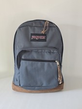 JanSport Right Pack Backpack Blue Suede Leather Bottom Laptop Sleeve JS00TYP7