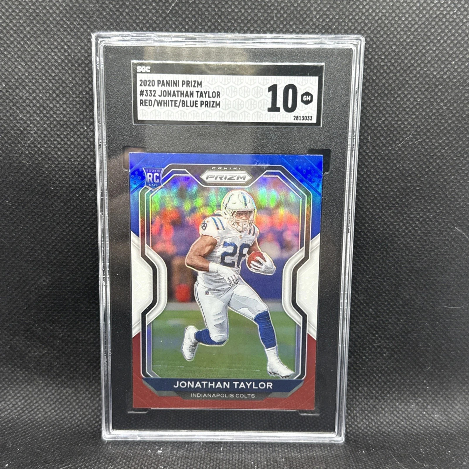 2020 Prizm - Rookie Jonathan Taylor #332 Red White & Blue Prizm (RC) SGC 10
