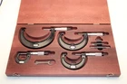4-Piece Starrett No. 436 Outside Micrometer Set 0-4" in Wooden Display Case
