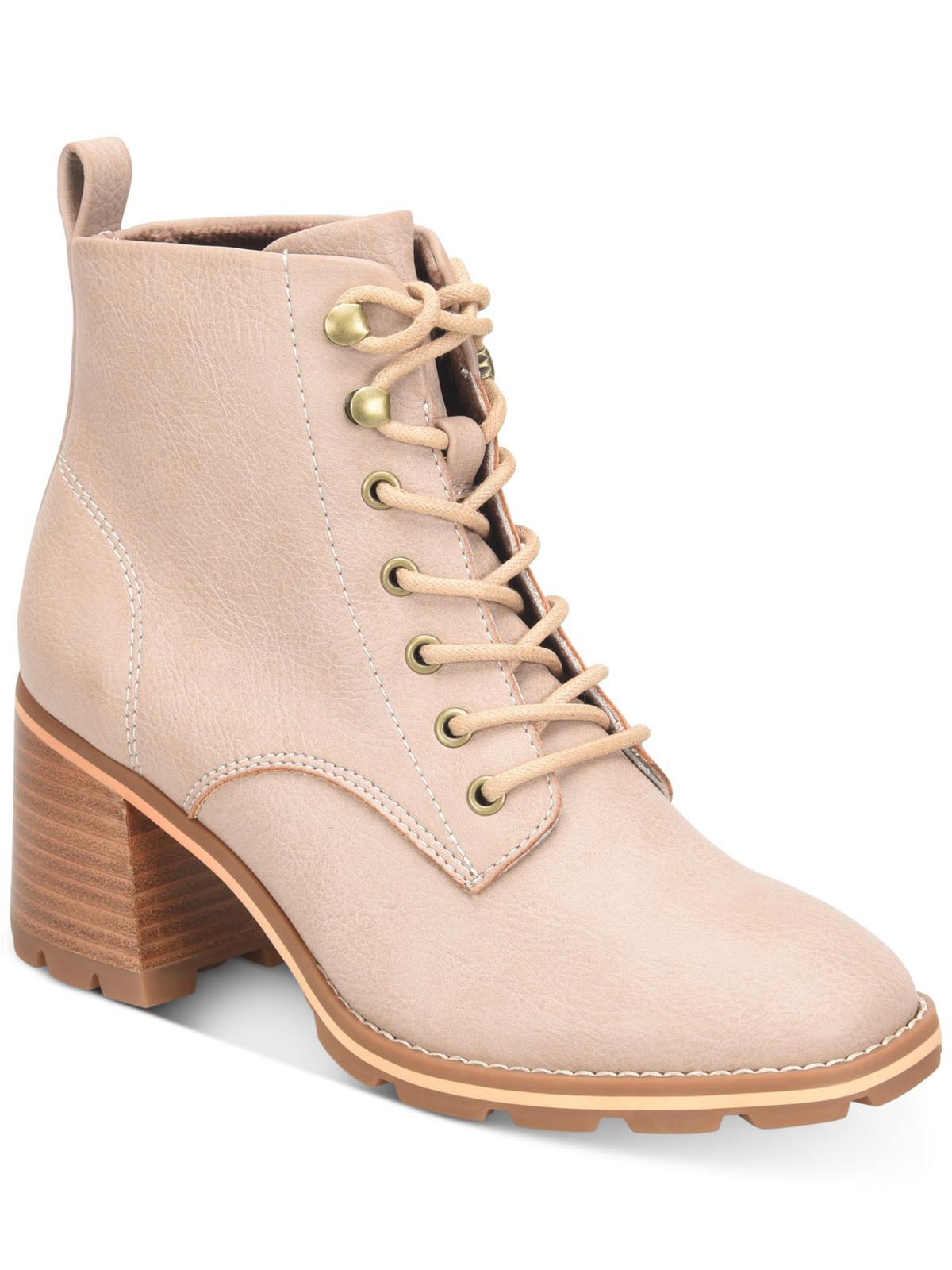 Женские бежевые ботильоны Челси с круглым носком на шнуровке KORKS, 6 М