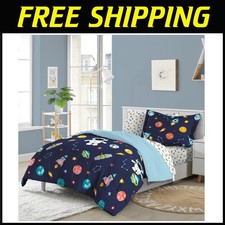 Blue Space Galaxy Twin Bedding Set - Kids 5-Piece Comforter