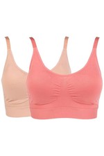 Rhonda Shear Women's 2-pack Lace Back Ahh Bra Pink Coral