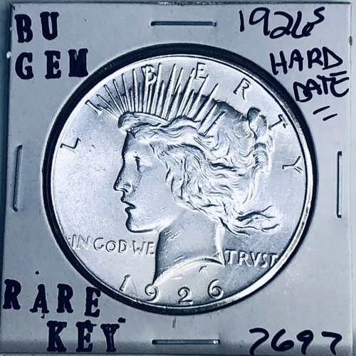 1926 S BU GEM PEACE SILVER DOLLAR UNC MS+++ U.S. MINT RARE KEY COIN 7697