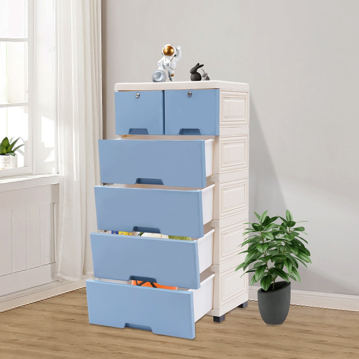 6 Drawers Dresser Storage Cabinet w/ Lock Closet Organizer 4