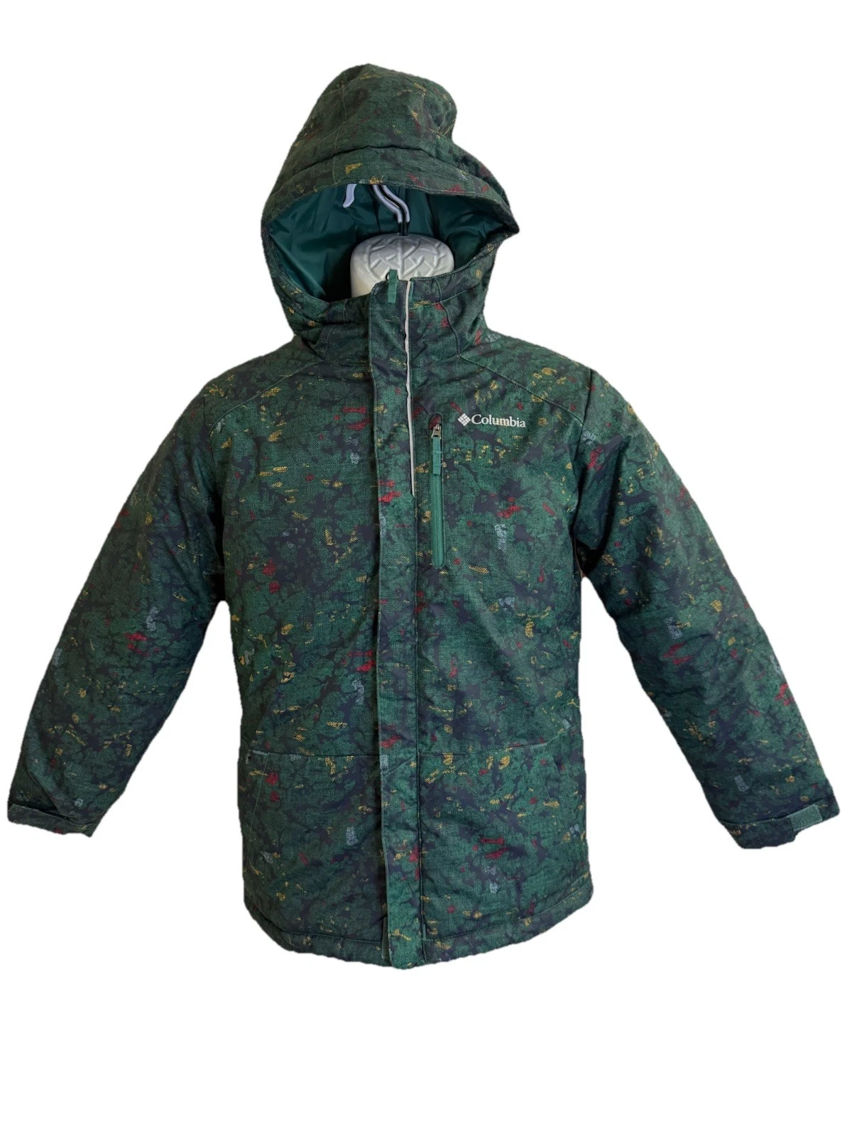 Columbia Big Boys Lightning Lift Jacket Pine Green Crackle Zip Front Size Medium