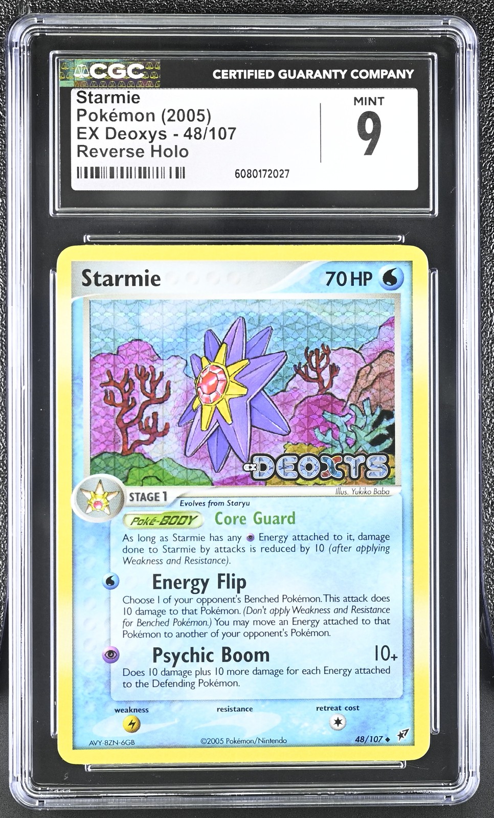 CGC 9 MINT Starmie 2005 EX Deoxys 48/107 Reverse Holo Stamped Pokemon Card
