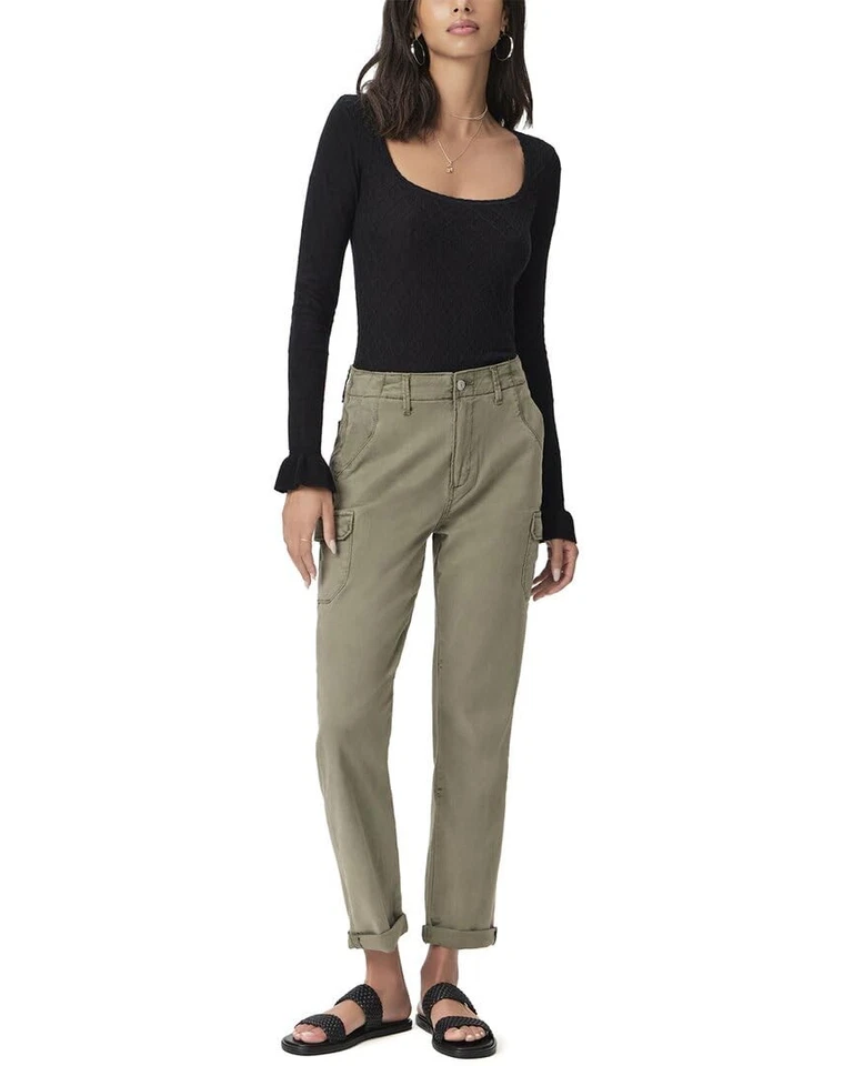 PAIGE Women's Drew Cargo Pockets, Vintage Ivy Green, 31 - Image 4 of 4
