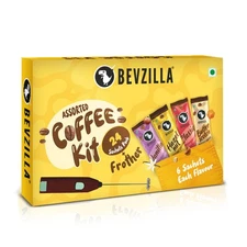 Bevzilla 24 Coffee Sachets & Frother Enjoy Hot & Cold 24 X 2 Gram Sachets