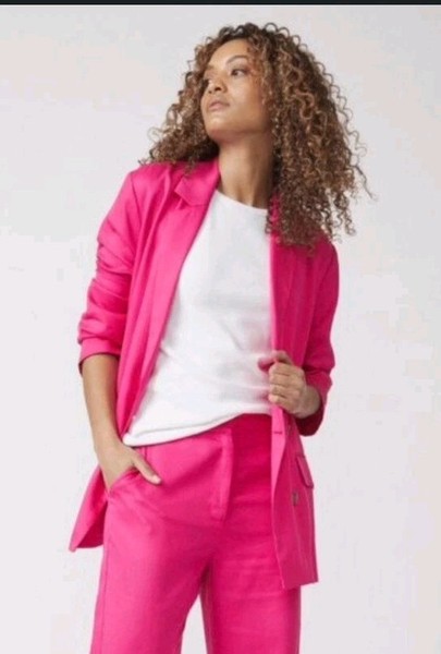 Decjuba Pink Double Breasted Soft Viscose Blazer Jacket 10 