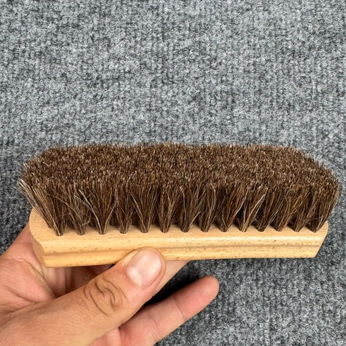 KIWI 100% Horsehair Shoe Shine Brush Wood Handle Brown Bristles 6" Polish Care