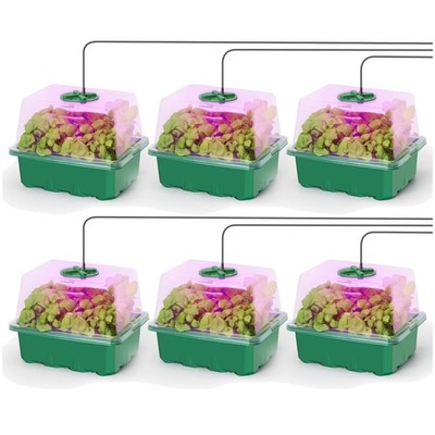 Lightweight Seed Starter Kit with 12 Cells & Full-Spectrum LED Lighting, Green