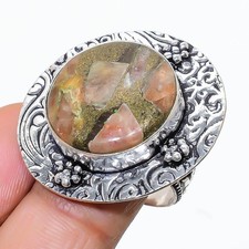 Sunstone Gemstone Handmade 925 Sterling Silver Jewelry Ring Size 8 r051