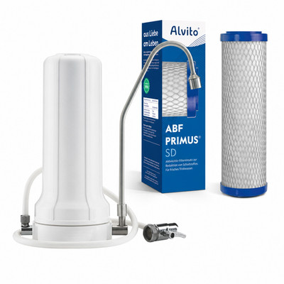 Alvito Set Pure Pro | Auftischfilter Pro Hahn Edelstahl + Wasserfilter Primus SD