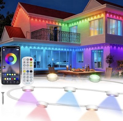 Permanent Outdoor Lights 150ft 90 LEDs RGB+IC IP68 Waterproof
