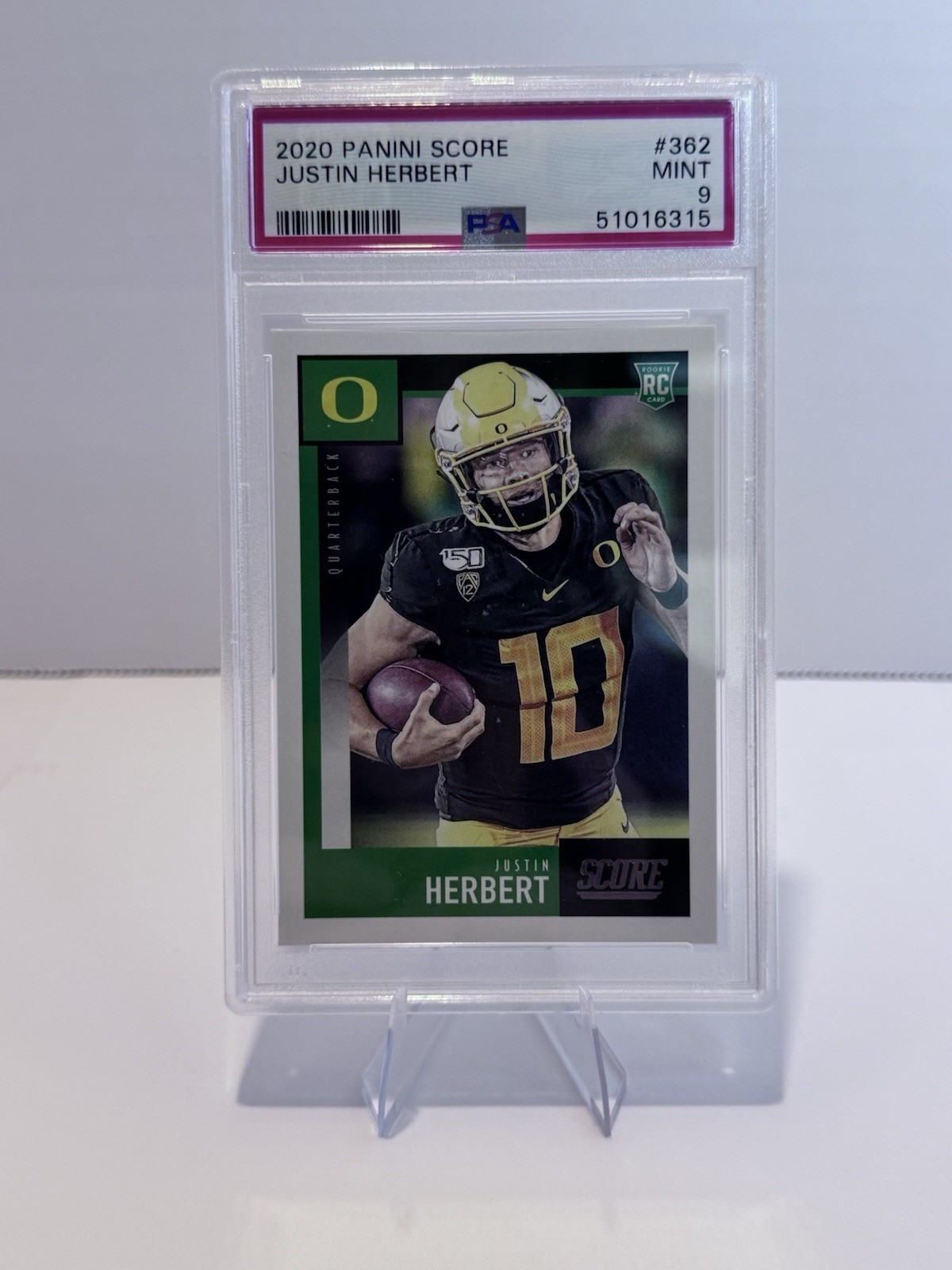 2020 Panini Score Justin Herbert (RC) PSA 9