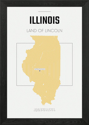 Illinois USA Karte Gerahmtes Wandbild Poster Leinwanddruck Bild