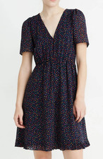 Madewell Dress Size 6 Blue Polka Dot Mini Ruffle Hem