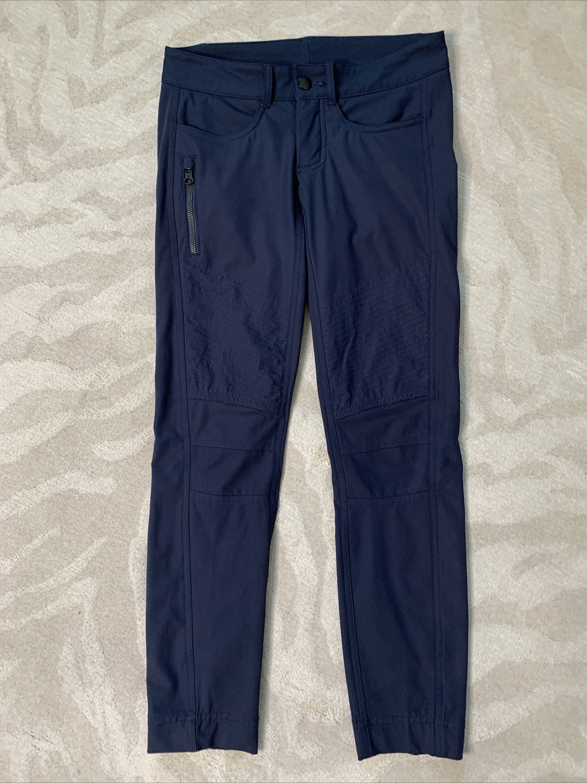 Lululemon Womens Navy Blue Commuter Travel Chino Zipper Pants Pockets Size 4