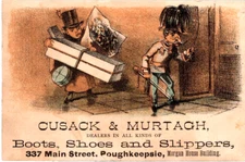 Cusack & Murtach Boots Shoes Slippers POUGHKEEPSIE NY Victorian Trade Card