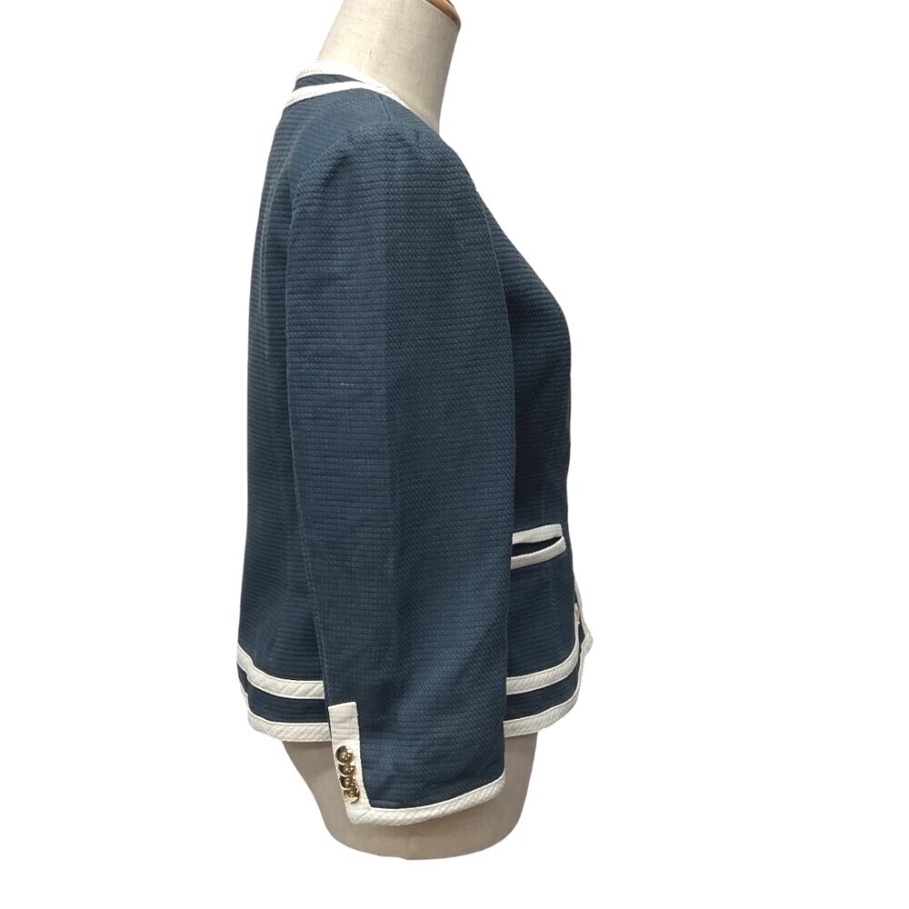 Pendleton Gold Button Blazer Jacket Blue White Tr… - image 3
