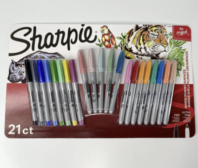 Sharpie Permanent Markers, 14 Fine & 7 Ultra-Fine Point, Assorted, 21 Count NEW