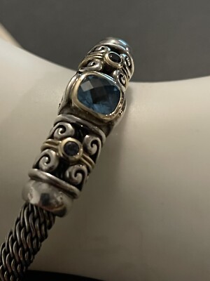 Gabriel Bruni Blue Topaz Bangle Bracelet 925/14k