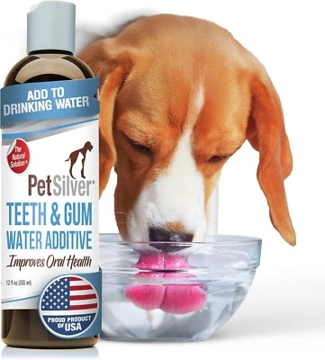 PET SILVER PetSilver Teeth & Gum Water Additive, Dogs & Cats, All Natural, Add to Water!