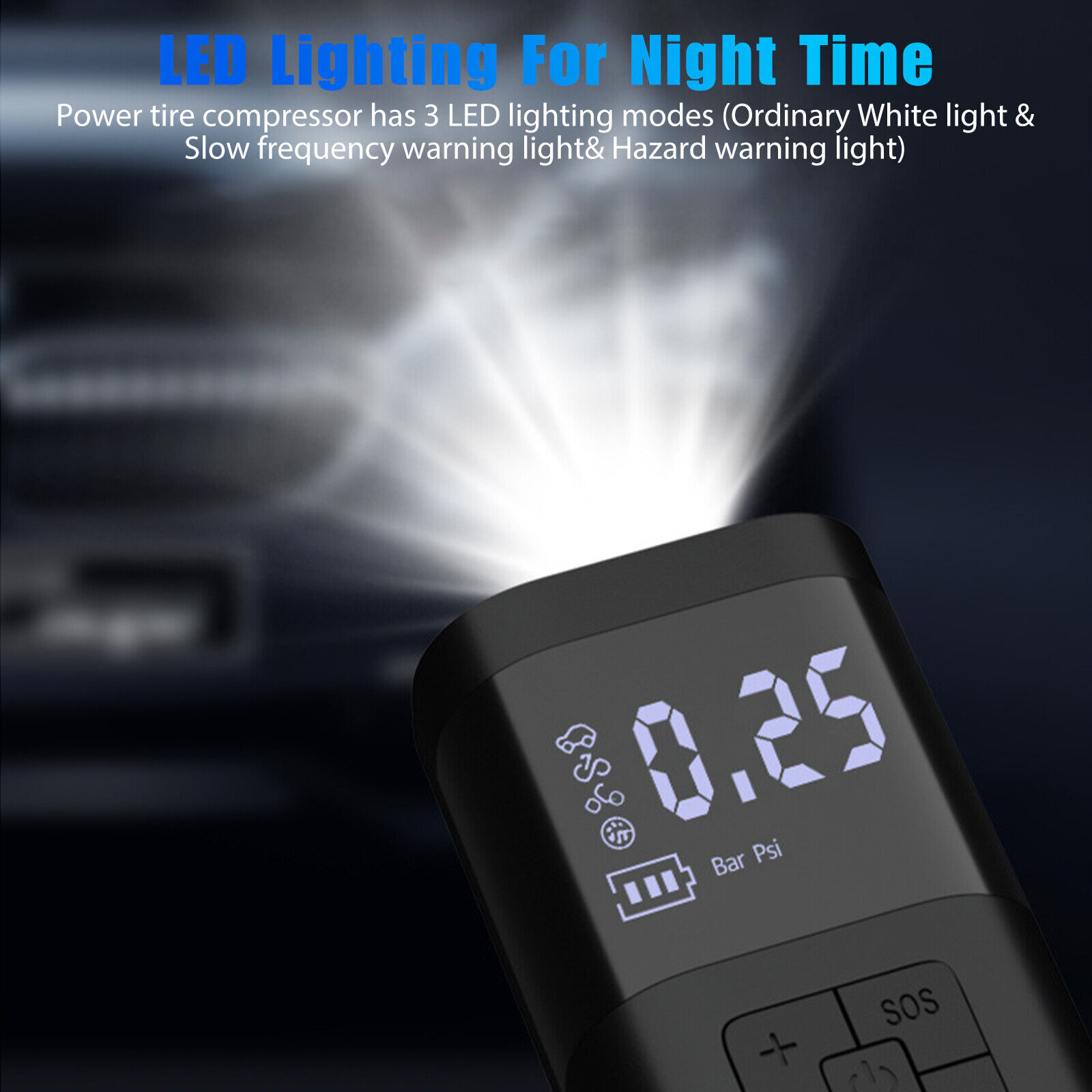 150 PSI Air Compressor Tire Inflator Fits Car Moto Bike Tires Air Pump Cordless