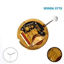 Ronda 3775 Harley SWISS🇨🇭 Movement Gold Date Disk at 6, One Jewel, 3Hands